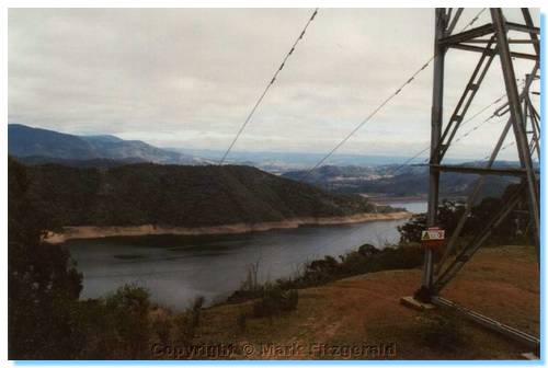 Powerlines spanning Lake Eildon