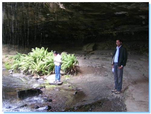 Smitha and Mahesh under the Falls